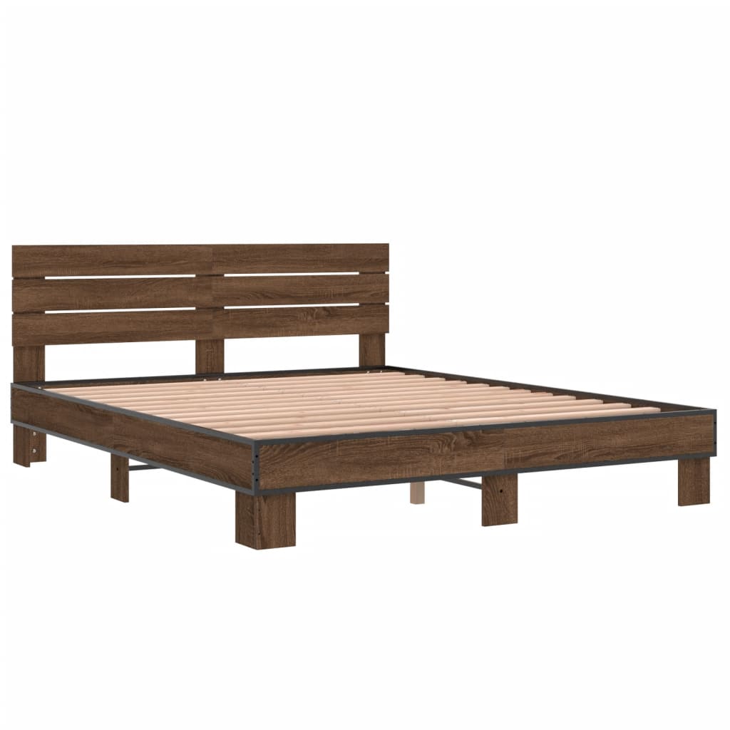 Okvir za krevet smeđi hrast 150x200cm konstruirano drvo i metal