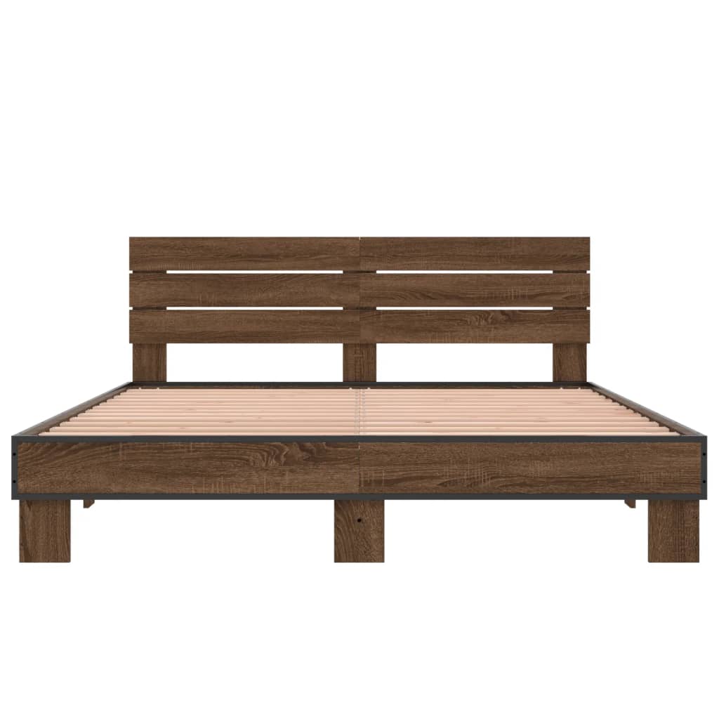 Okvir za krevet smeđi hrast 150x200cm konstruirano drvo i metal