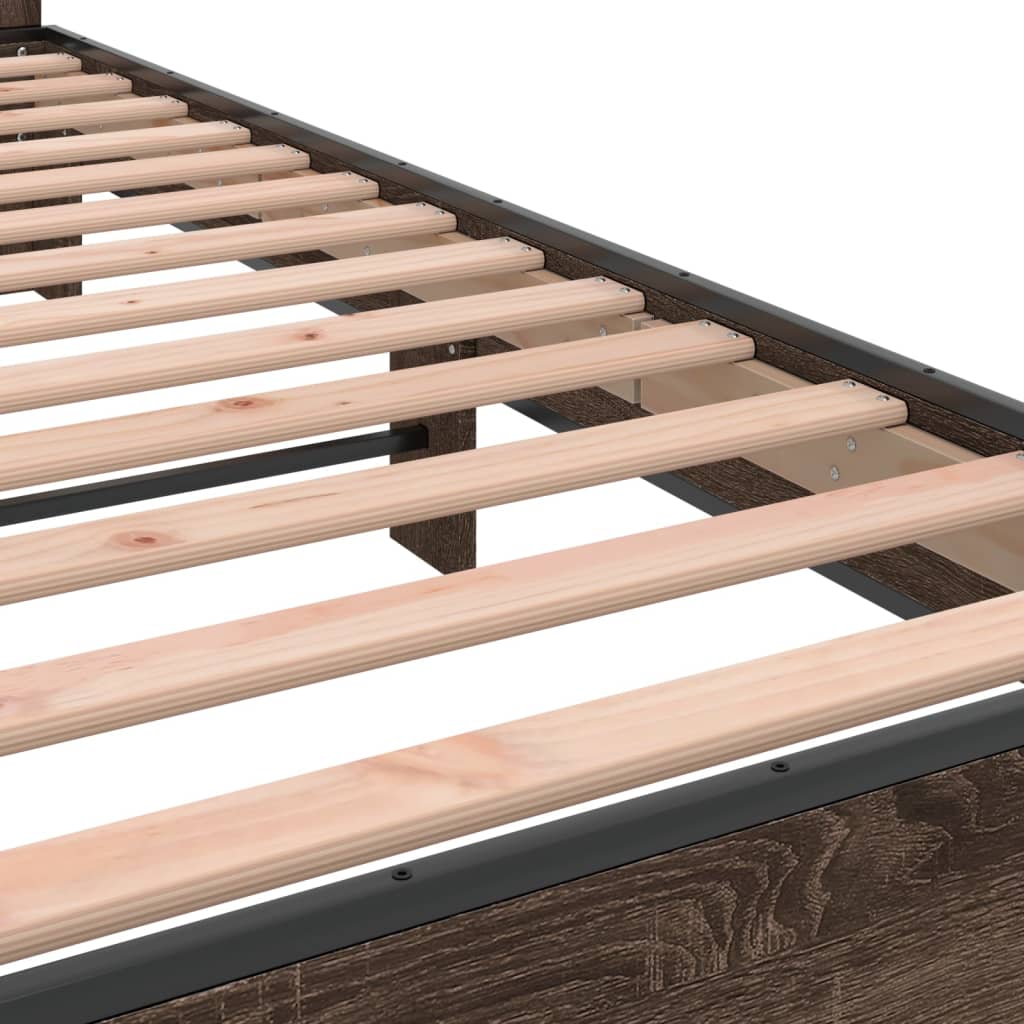 Okvir za krevet smeđi hrast 150x200cm konstruirano drvo i metal