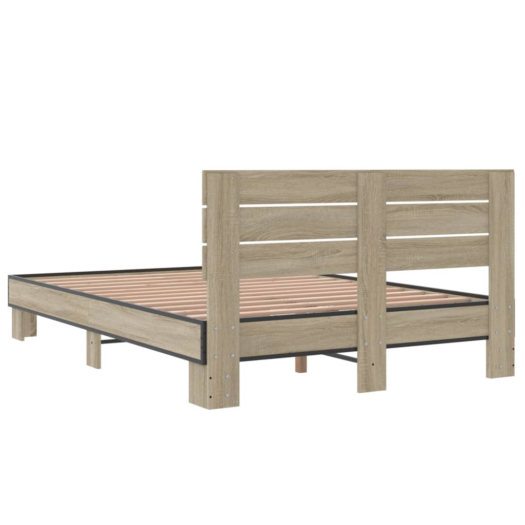 Okvir za krevet boja hrasta 140x200cm konstruirano drvo i metal
