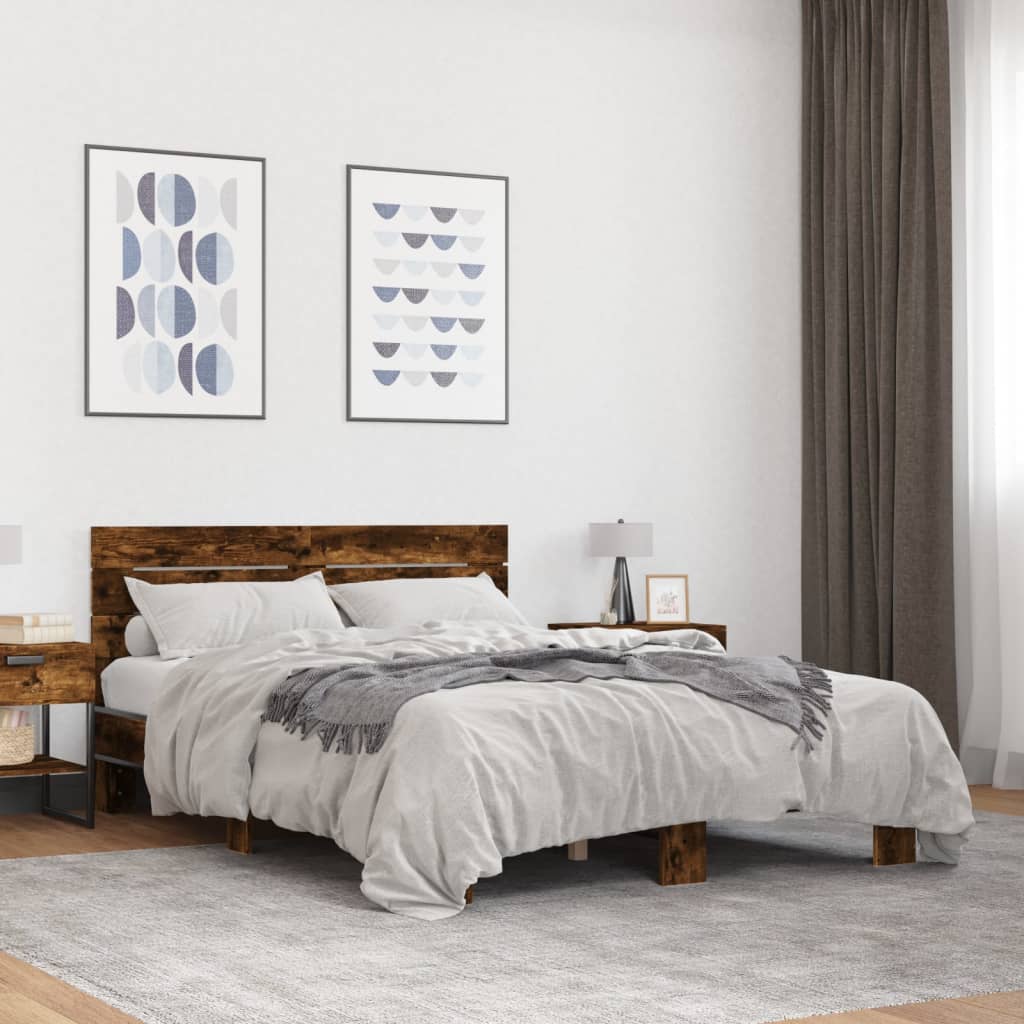 Okvir kreveta boja hrasta 140x200 cm konstruirano drvo i metal