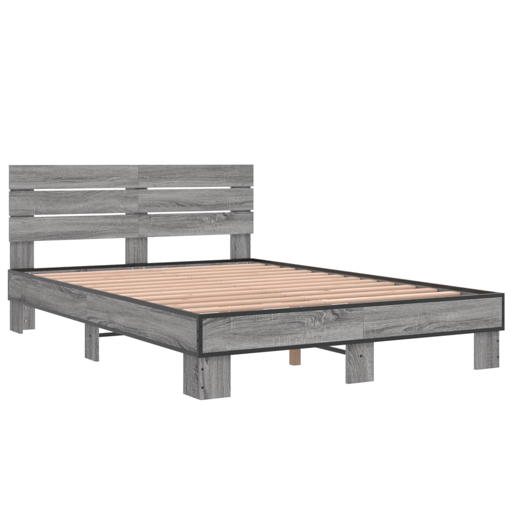 Okvir kreveta boja hrasta 140x200cm konstruirano drvo i metal