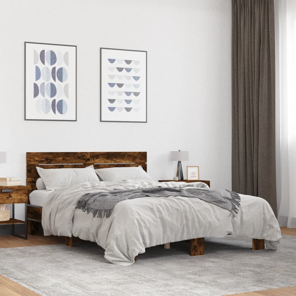 Okvir kreveta boja hrasta 120x200 cm konstruirano drvo i metal