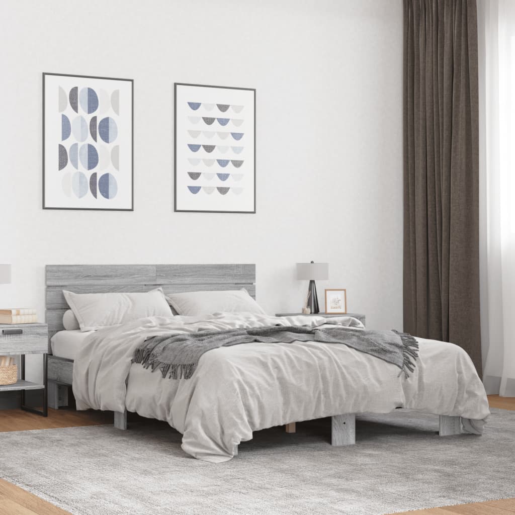 Okvir kreveta boja hrasta 120x200 cm konstruirano drvo i metal