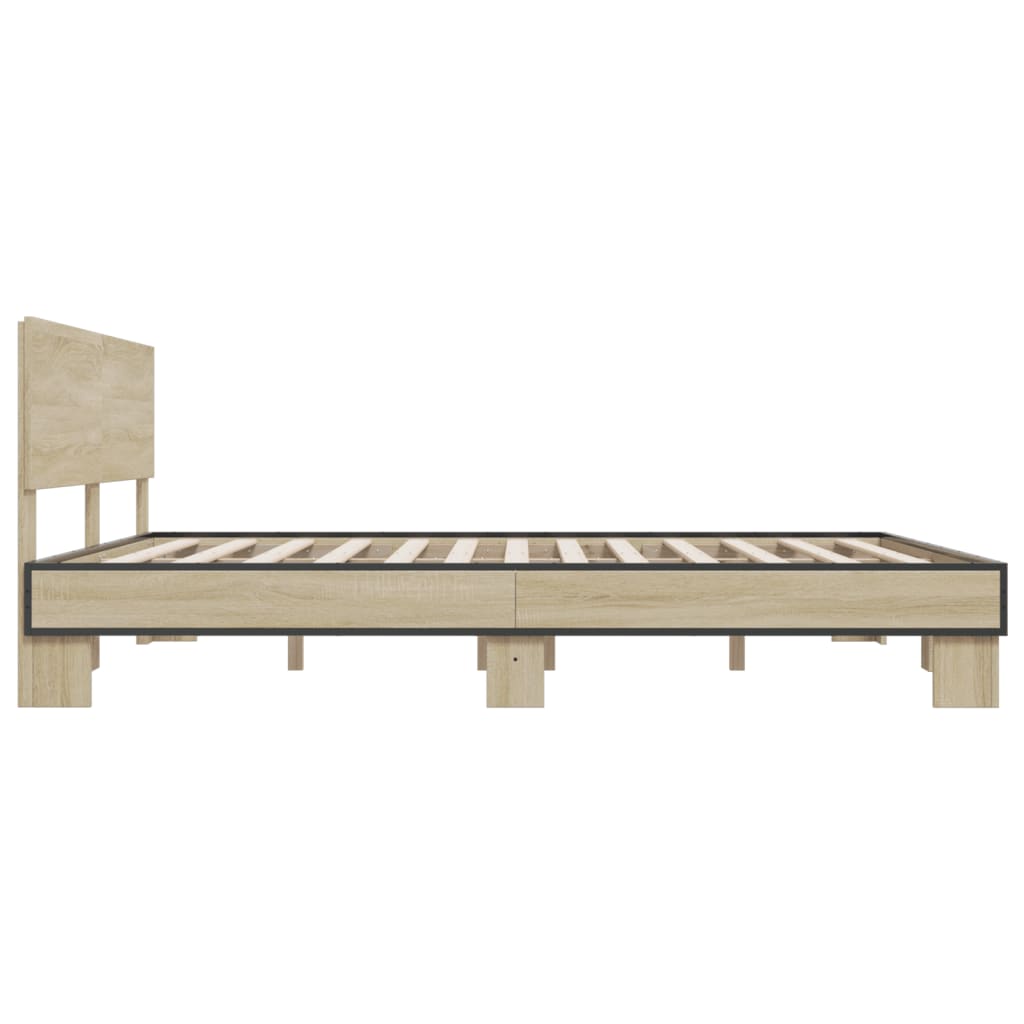 Okvir za krevet boja hrasta 200x200cm konstruirano drvo i metal