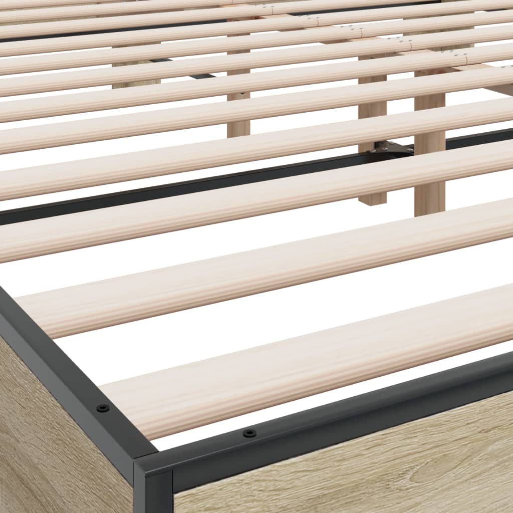 Okvir za krevet boja hrasta 200x200cm konstruirano drvo i metal