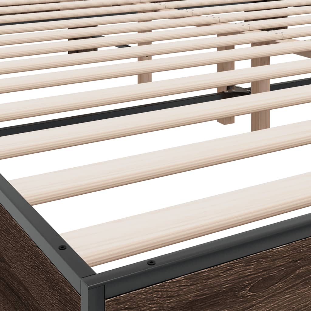 Okvir za krevet smeđi hrast 200x200cm konstruirano drvo i metal