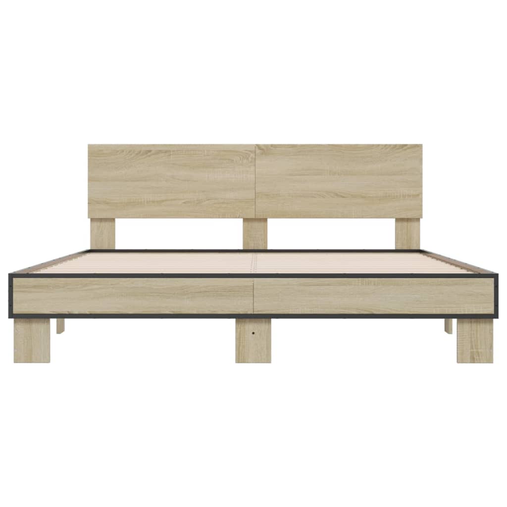 Okvir za krevet boja hrasta 160x200 cm konstruiran drvo i metal