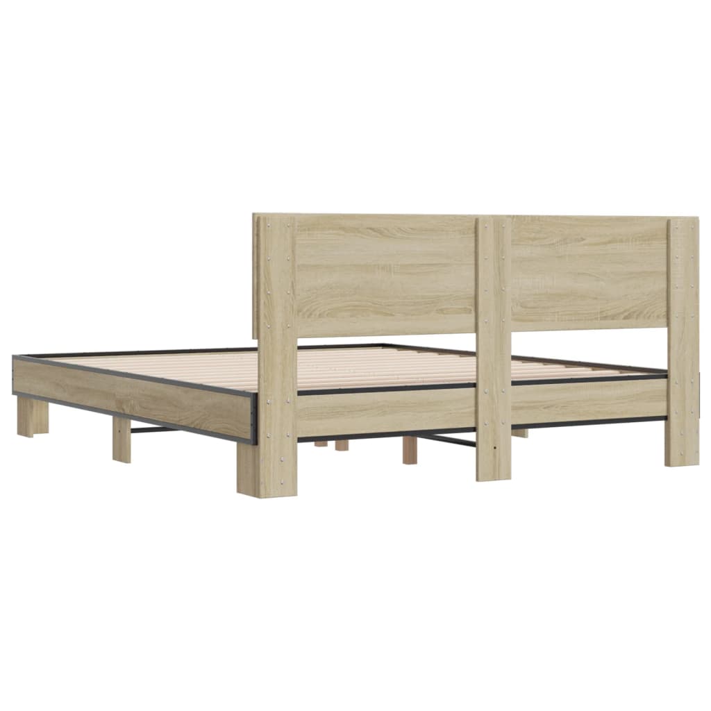 Okvir za krevet boja hrasta 160x200 cm konstruiran drvo i metal