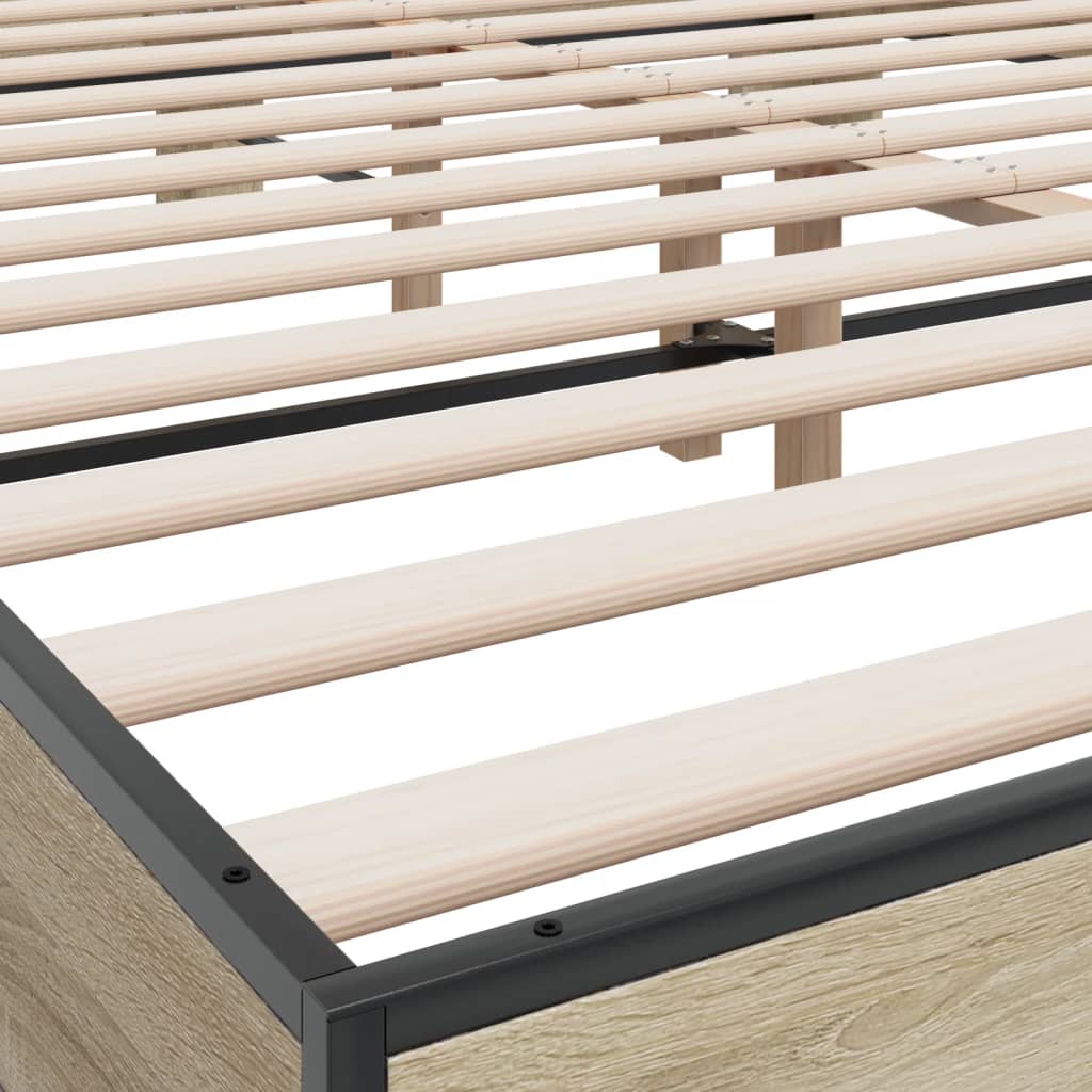 Okvir za krevet boja hrasta 160x200 cm konstruiran drvo i metal