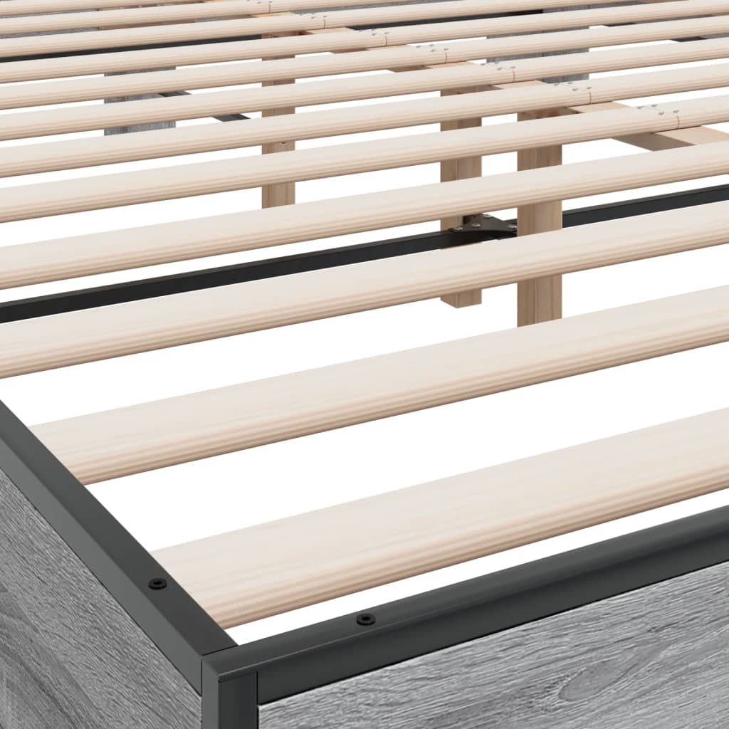 Okvir za krevet boja hrasta 150x200cm konstruirano drvo i metal