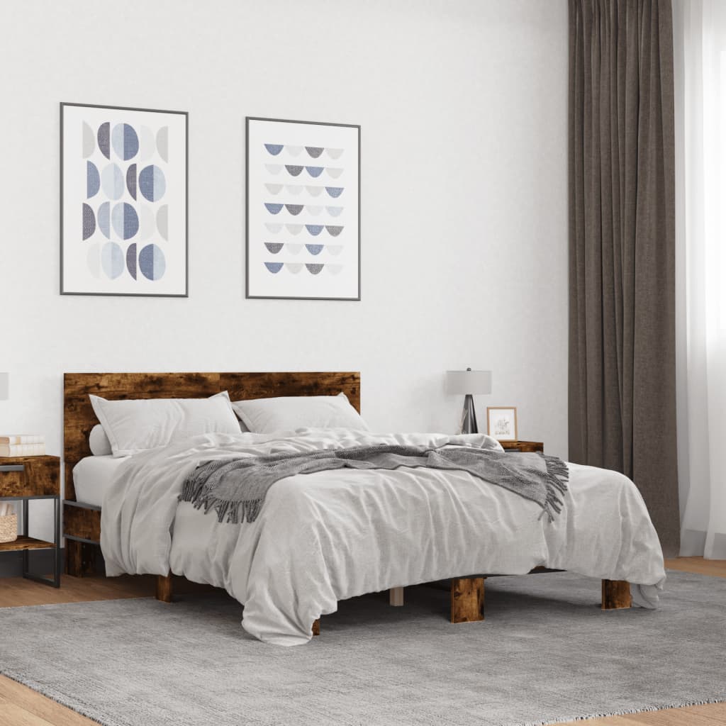 Okvir kreveta boja hrasta 140x200 cm konstruirano drvo i metal
