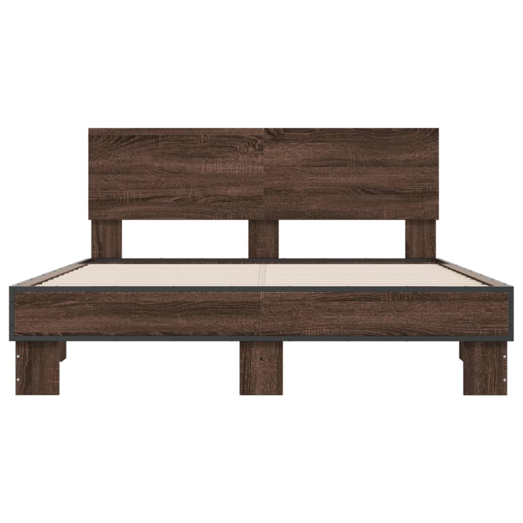 Okvir kreveta smeđi hrast 140x200cm konstruirano drvo i metal