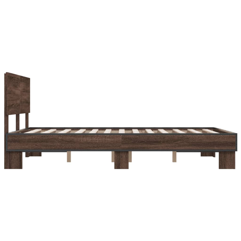Okvir kreveta smeđi hrast 140x200cm konstruirano drvo i metal