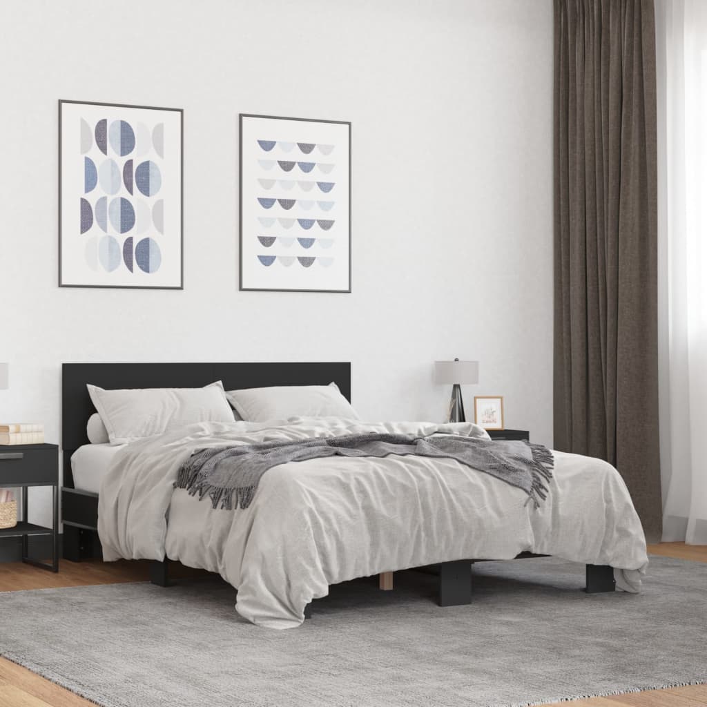 Okvir kreveta crni 120 x 200 cm od konstruiranog drvo i metal
