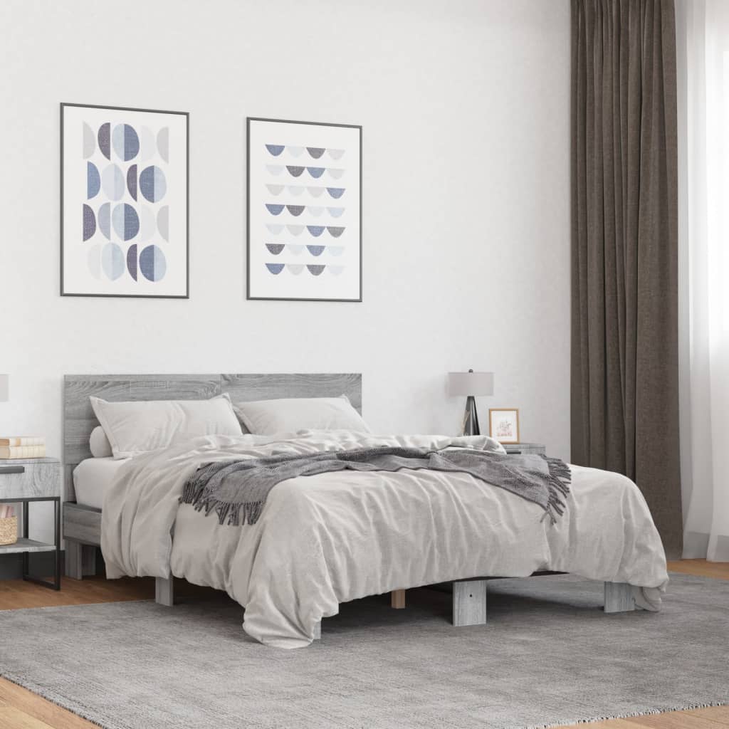 Okvir kreveta boja hrasta 120x200 cm konstruirano drvo i metal
