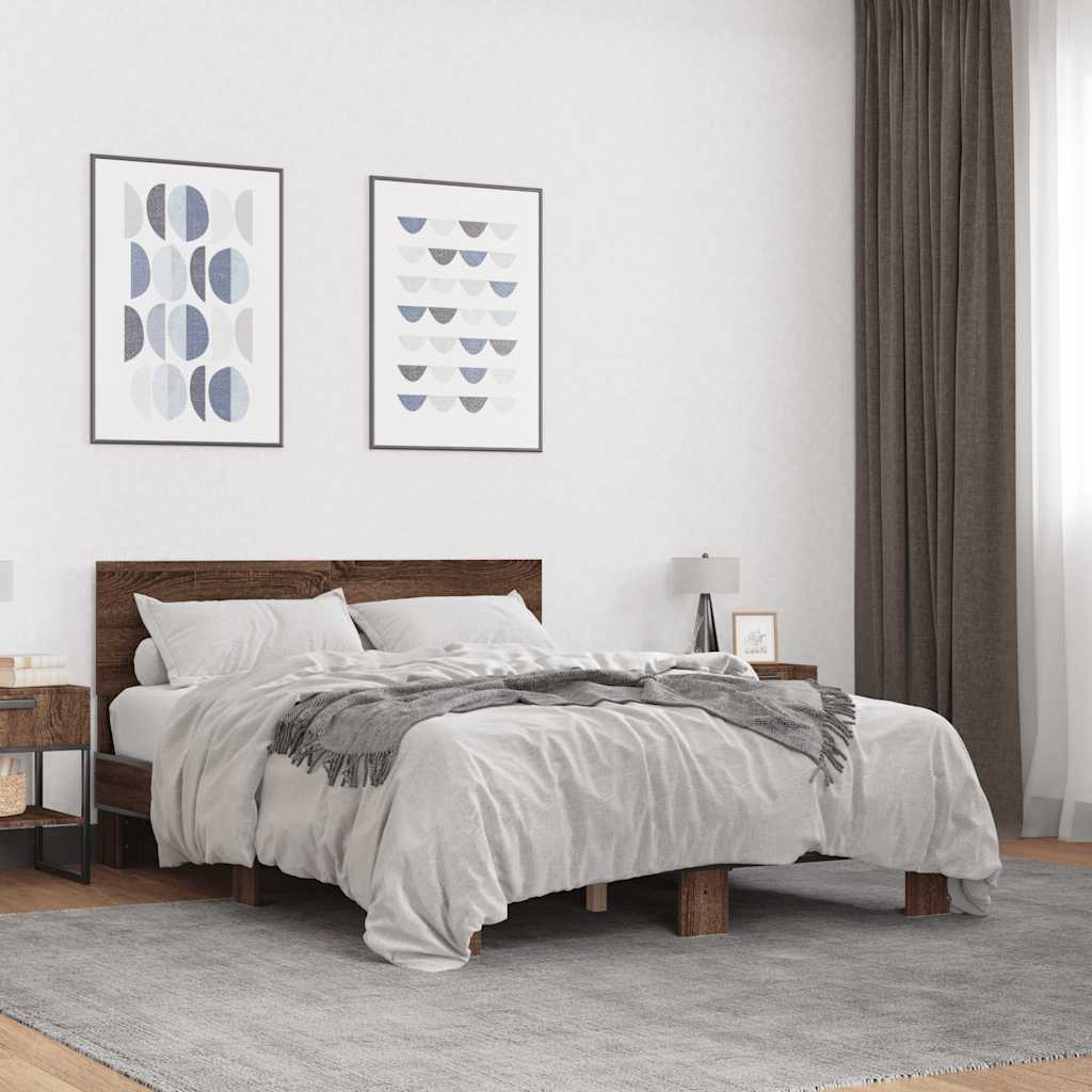 Okvir kreveta boja hrasta 120x200 cm konstruirano drvo i metal