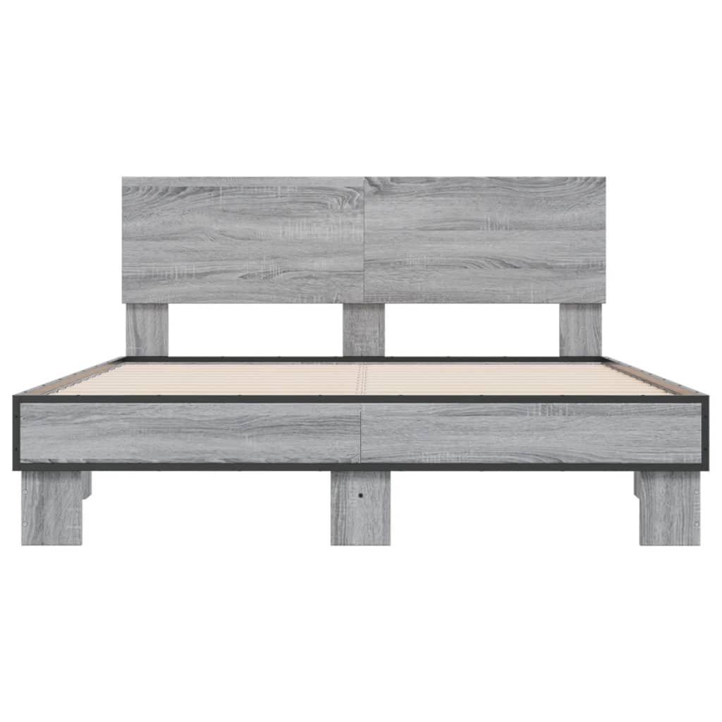 Okvir kreveta boja hrasta 135x190cm konstruirano drvo i metal