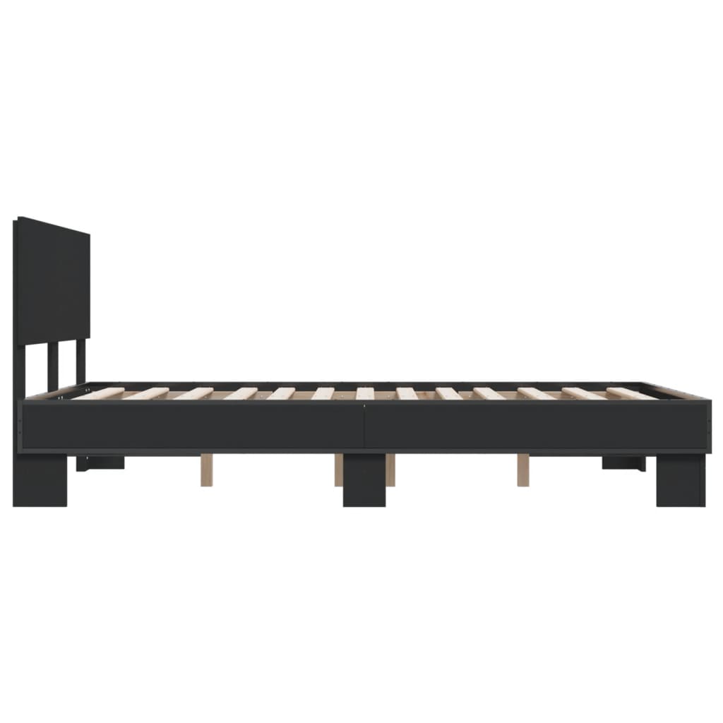 Okvir za krevet crni 140x190 cm konstruirano drvo i metal