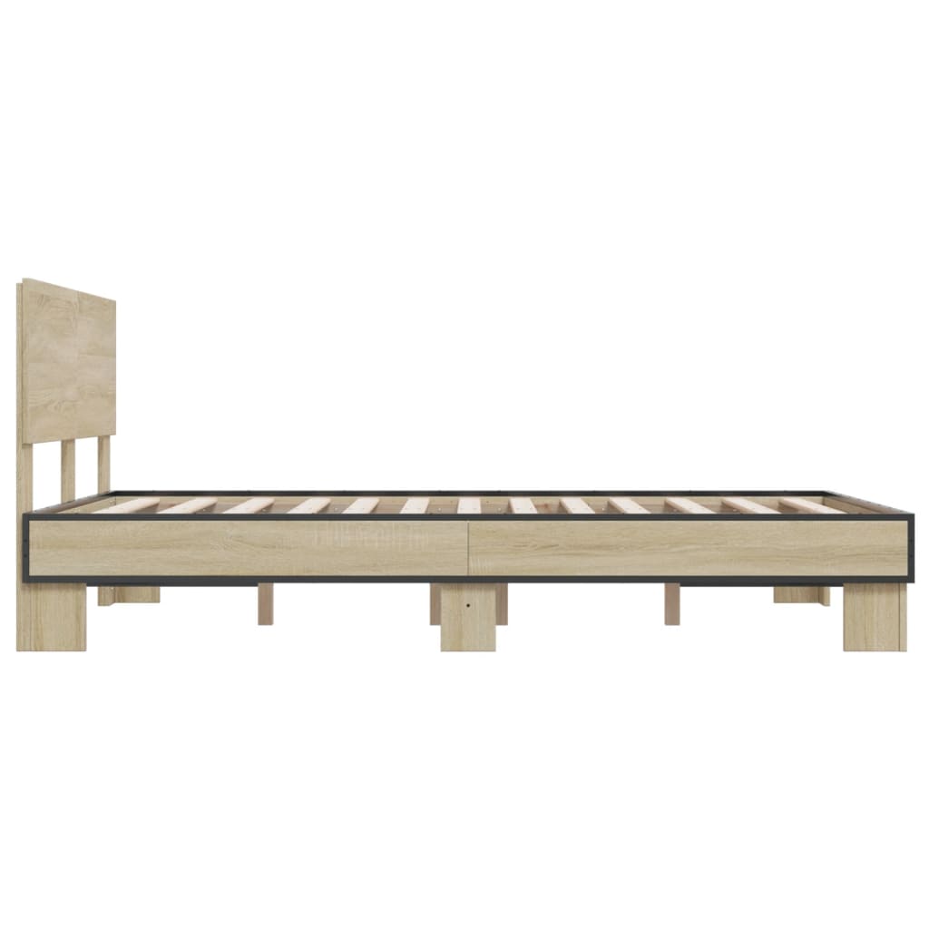 Okvir za krevet boja hrasta 140x190cm konstruirano drvo i metal