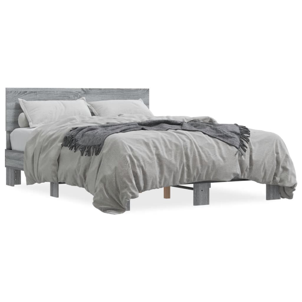 Okvir za krevet boja hrasta 140x190cm konstruirano drvo i metal