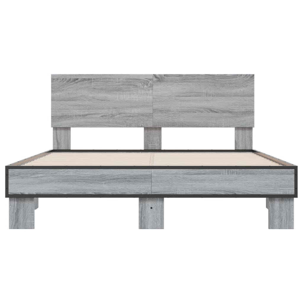 Okvir za krevet boja hrasta 140x190cm konstruirano drvo i metal