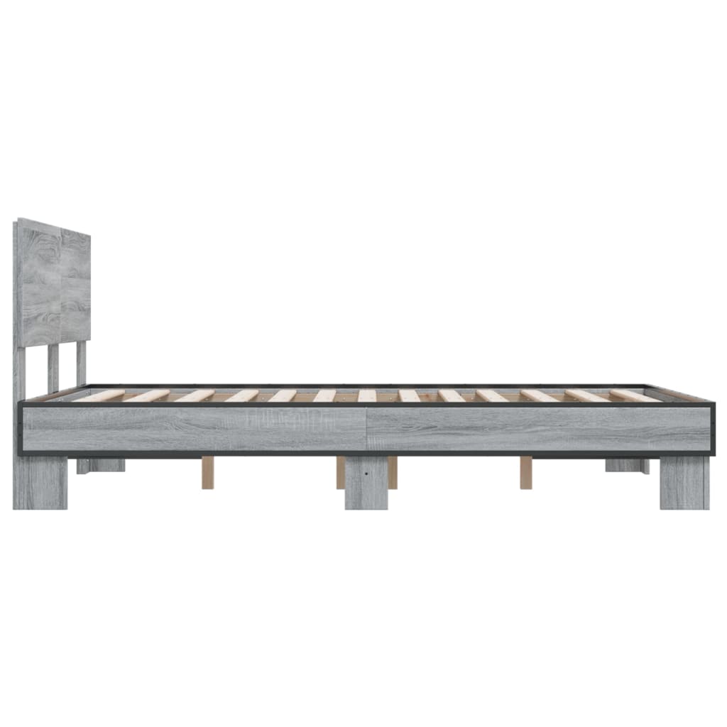 Okvir za krevet boja hrasta 140x190cm konstruirano drvo i metal