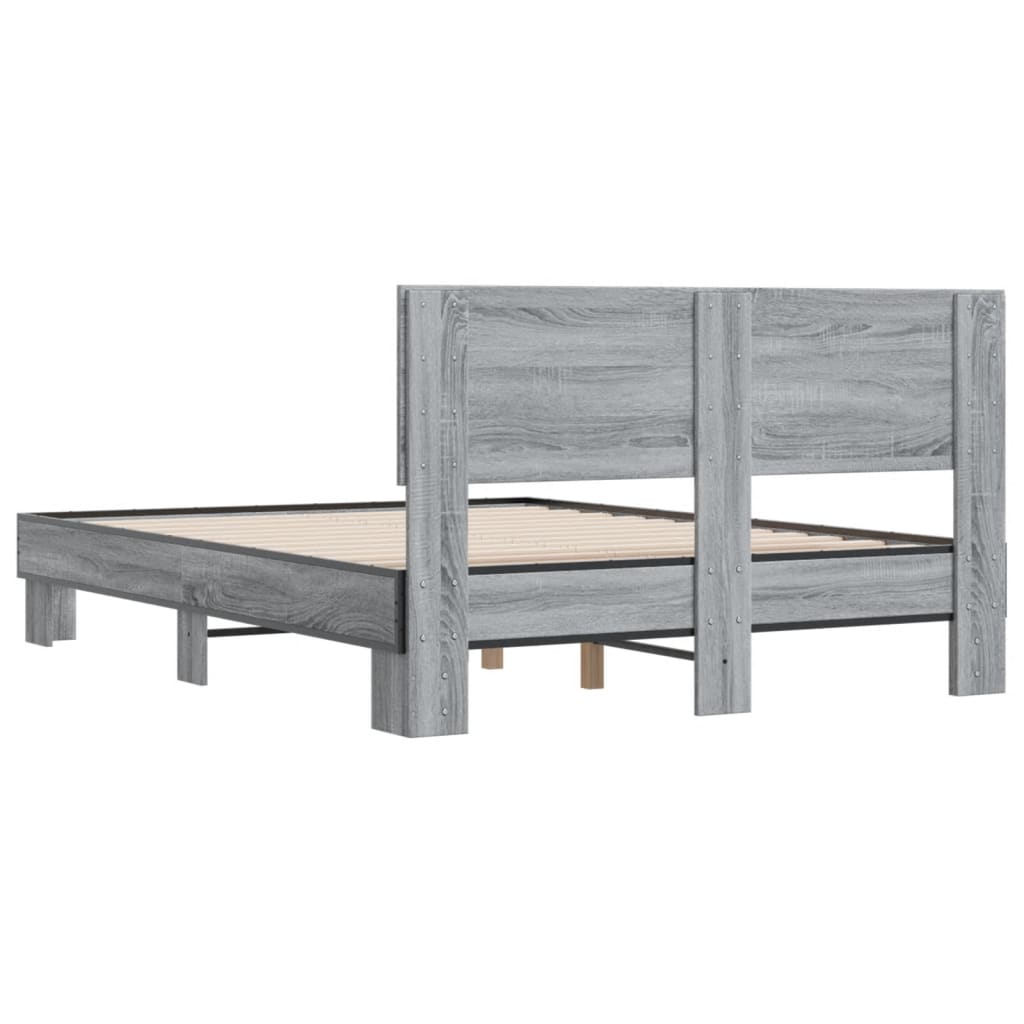 Okvir za krevet boja hrasta 140x190cm konstruirano drvo i metal