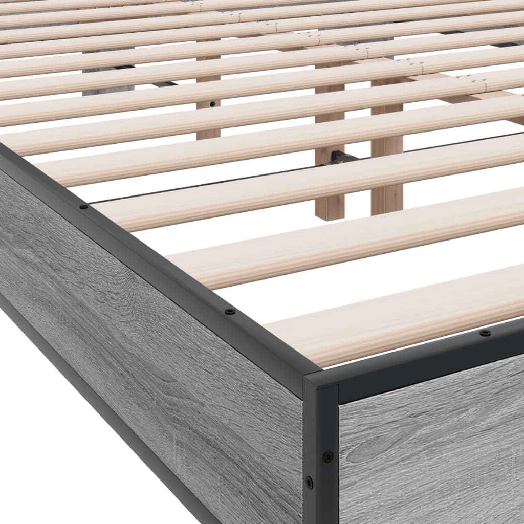 Okvir za krevet boja hrasta 140x190cm konstruirano drvo i metal