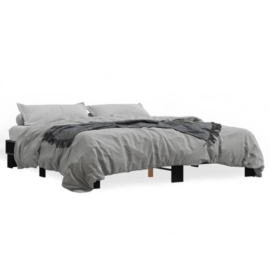 Okvir za krevet crni 200 x 200 cm konstruirano drvo i metal