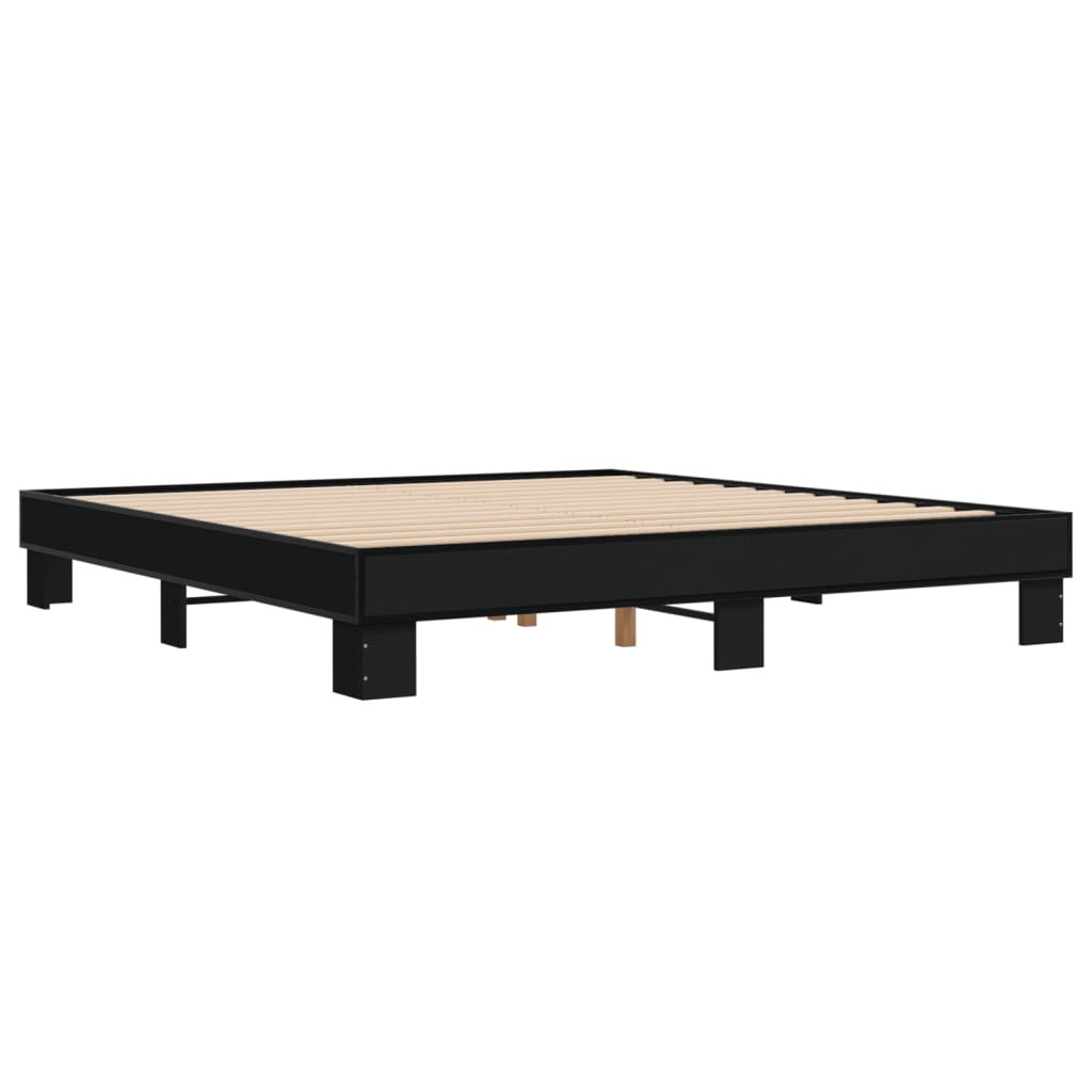 Okvir za krevet crni 200 x 200 cm konstruirano drvo i metal