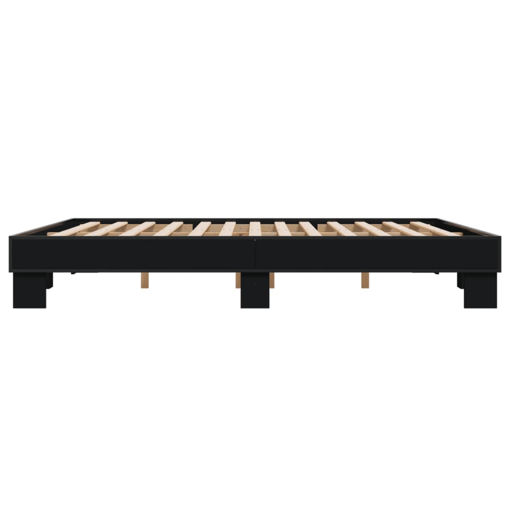 Okvir za krevet crni 200 x 200 cm konstruirano drvo i metal