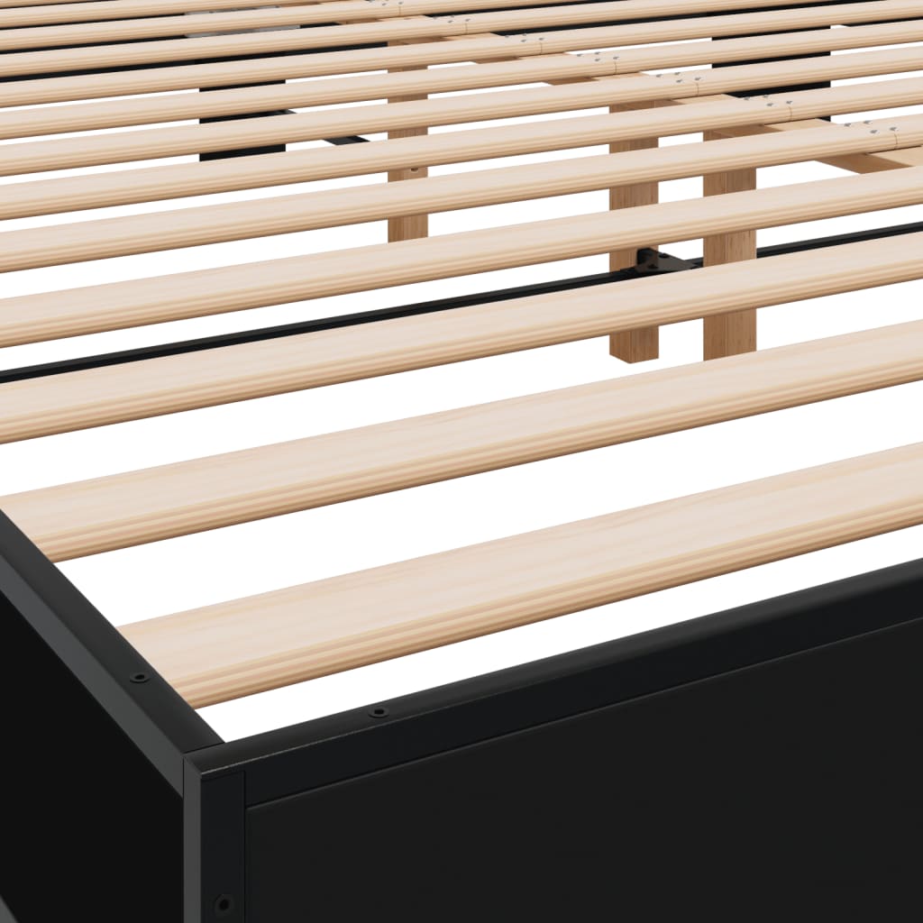 Okvir za krevet crni 200 x 200 cm konstruirano drvo i metal