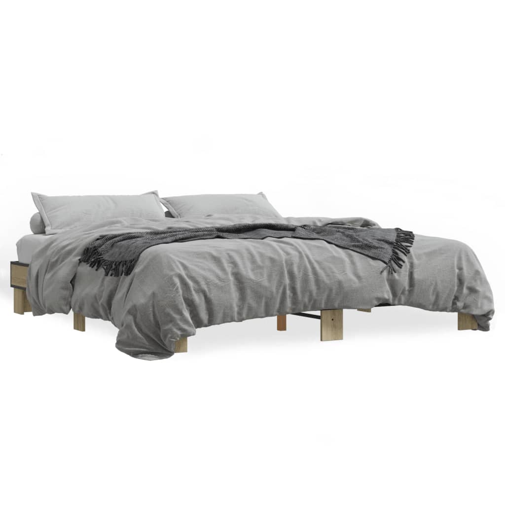 Okvir za krevet boja hrasta 200x200cm konstruirano drvo i metal