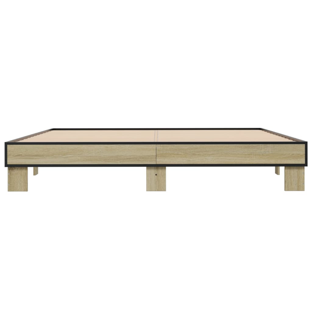 Okvir za krevet boja hrasta 200x200cm konstruirano drvo i metal