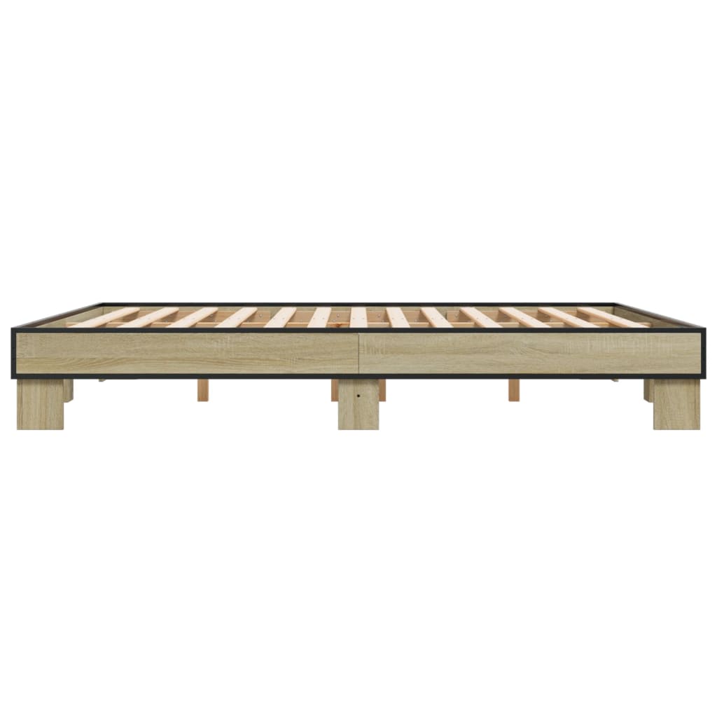 Okvir za krevet boja hrasta 200x200cm konstruirano drvo i metal