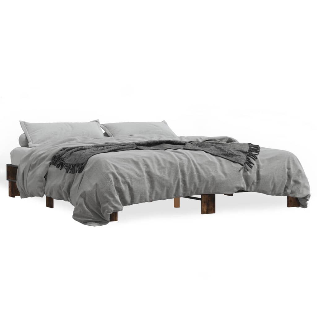 Okvir za krevet boja hrasta 200x200cm konstruirano drvo i metal