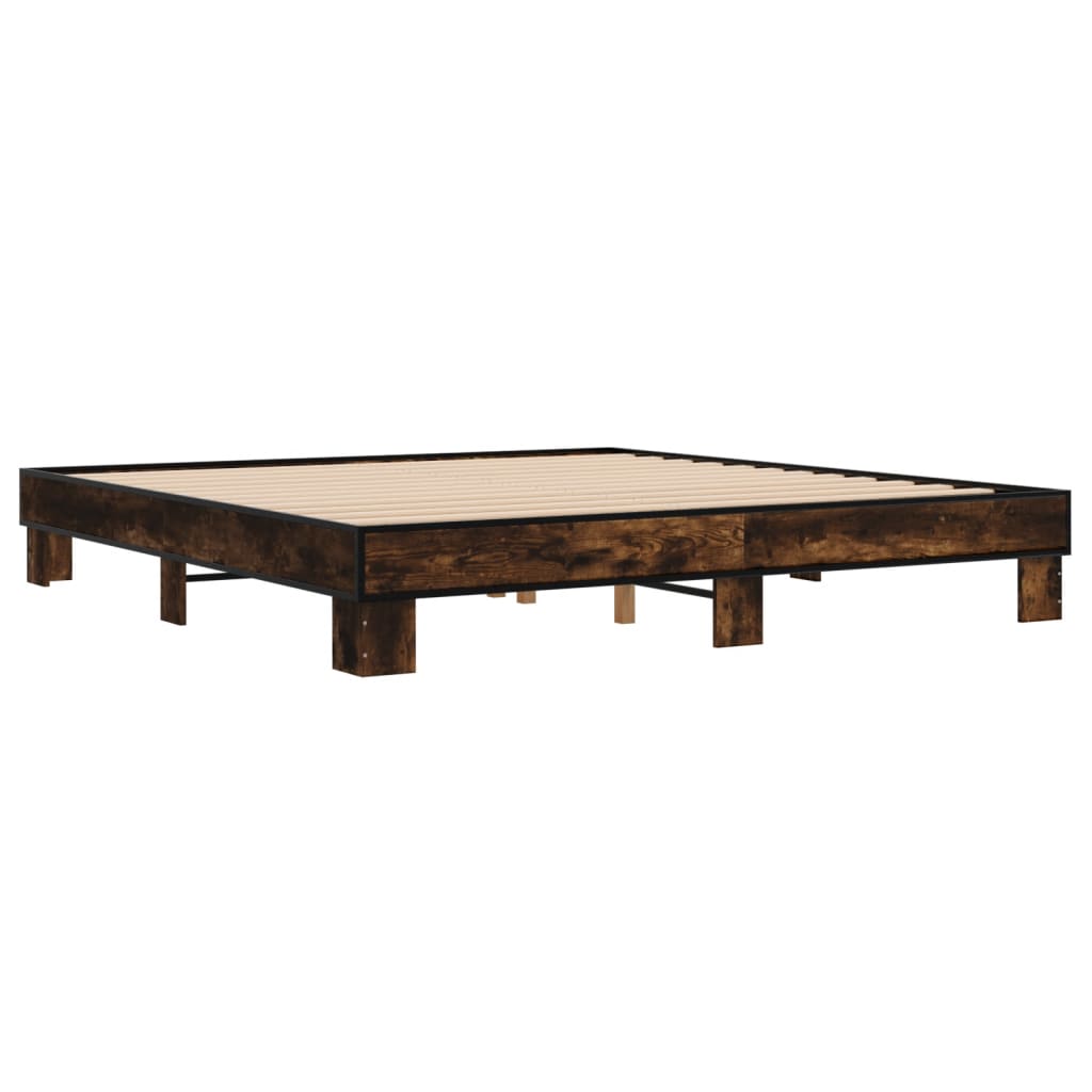 Okvir za krevet boja hrasta 200x200cm konstruirano drvo i metal
