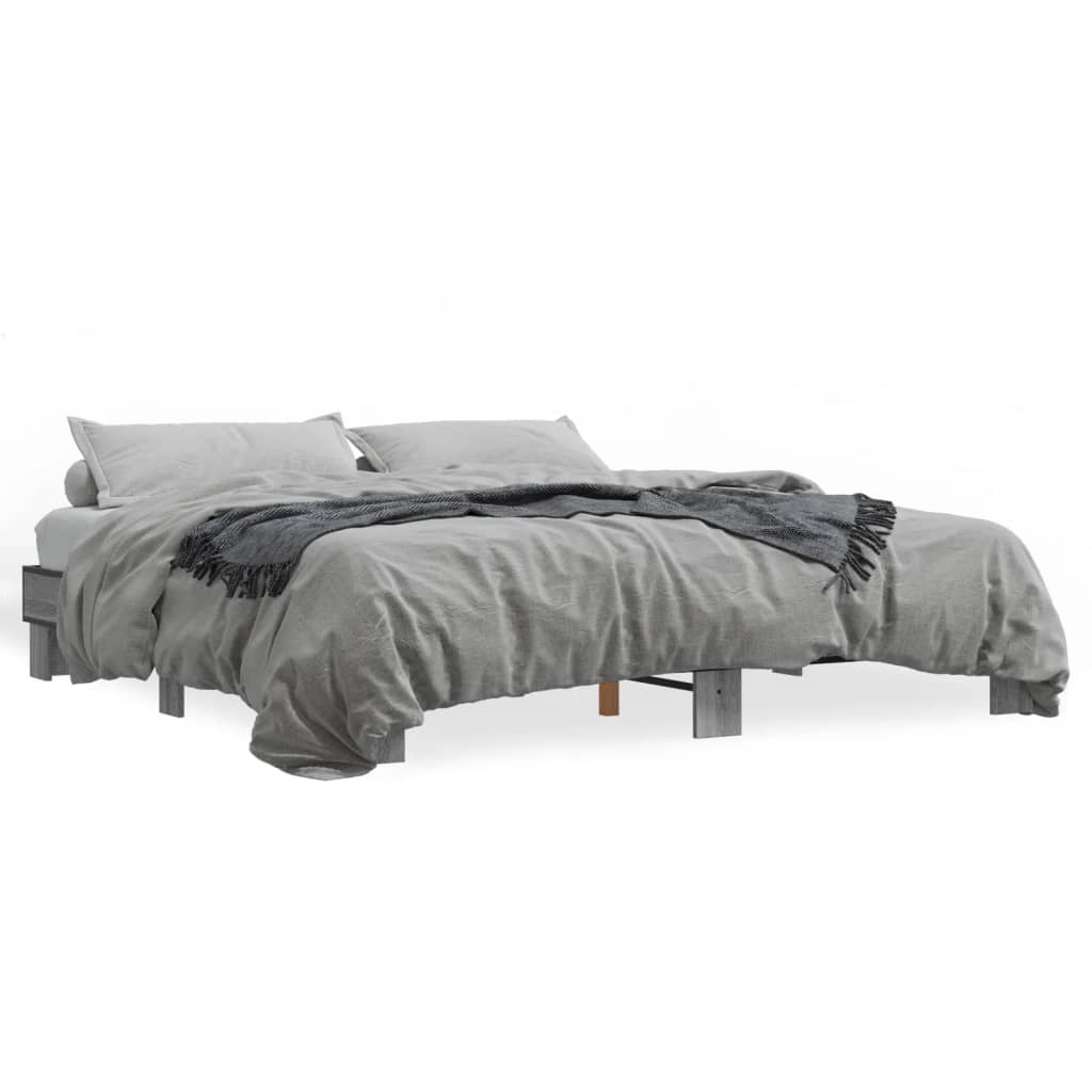 Okvir za krevet boja hrasta 200x200cm konstruirano drvo i metal