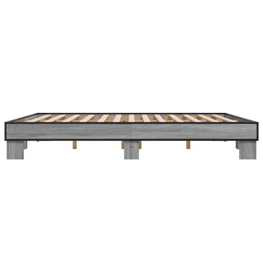 Okvir za krevet boja hrasta 200x200cm konstruirano drvo i metal