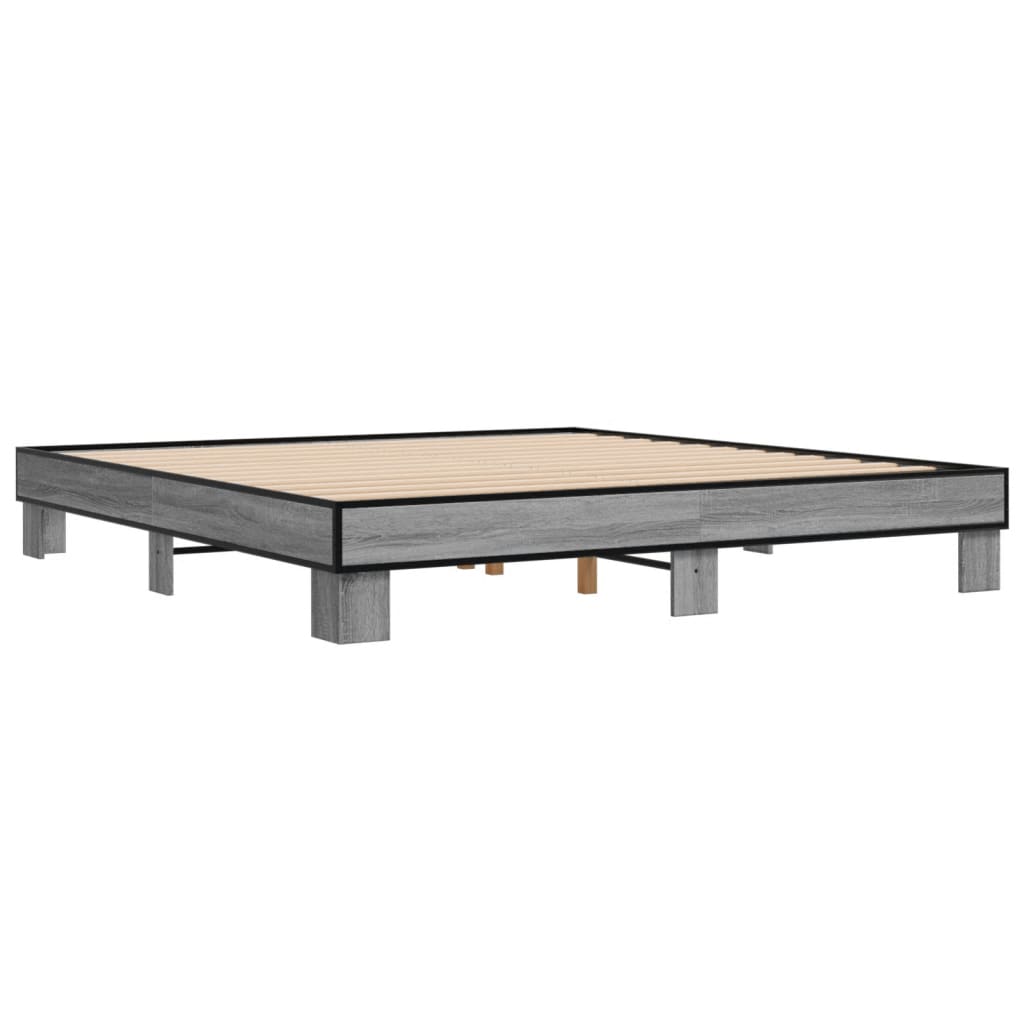 Okvir za krevet boja hrasta 200x200cm konstruirano drvo i metal