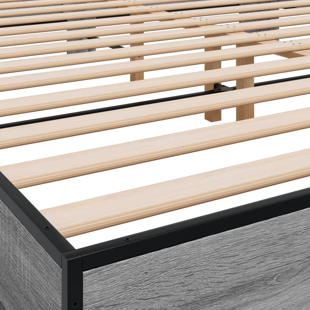 Okvir za krevet boja hrasta 200x200cm konstruirano drvo i metal