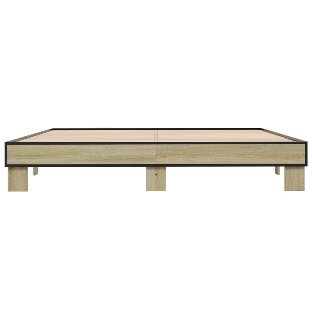 Okvir za krevet boja hrasta 160x200 cm konstruiran drvo i metal