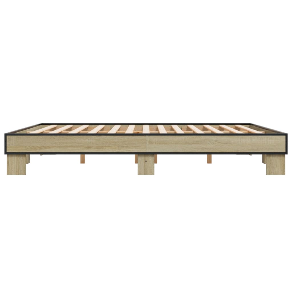 Okvir za krevet boja hrasta 160x200 cm konstruiran drvo i metal