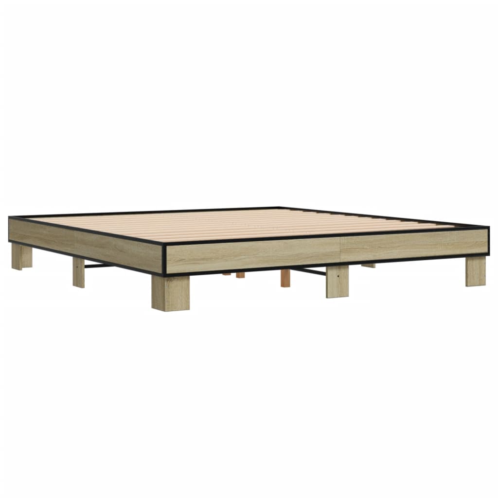 Okvir za krevet boja hrasta 160x200 cm konstruiran drvo i metal