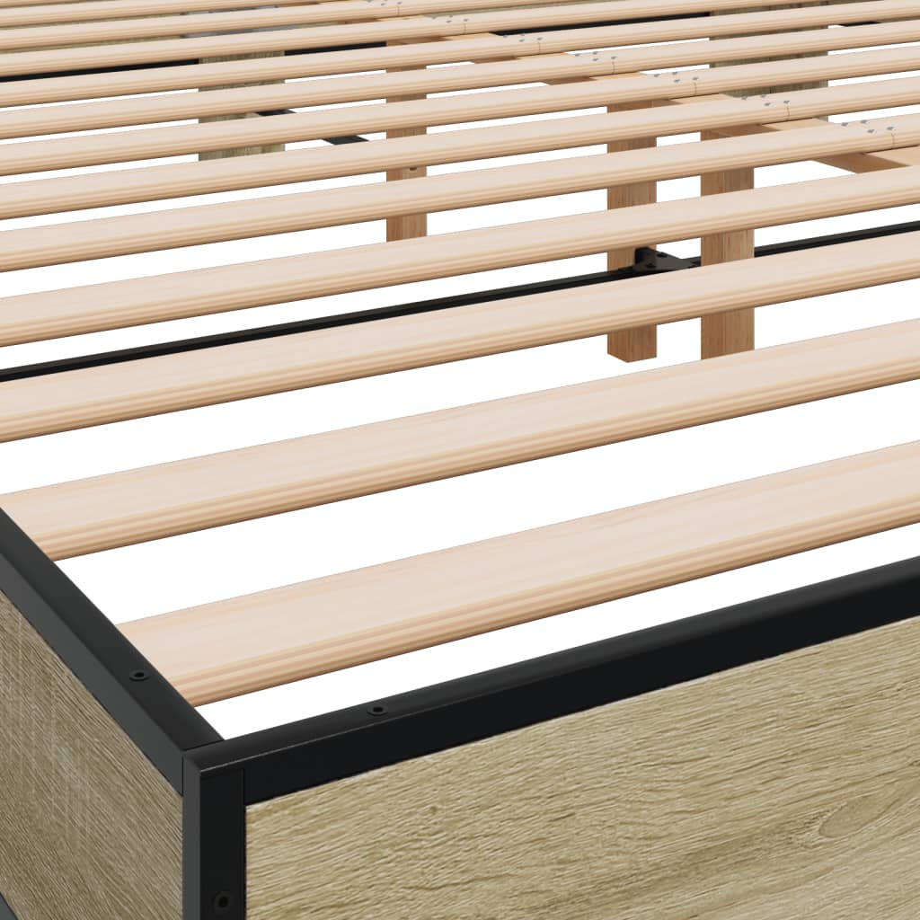 Okvir za krevet boja hrasta 160x200 cm konstruiran drvo i metal
