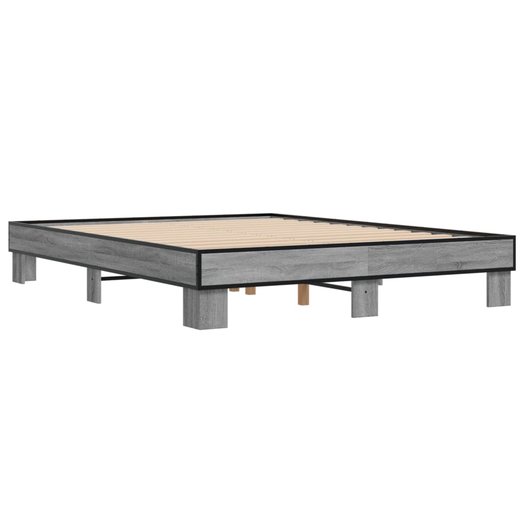 Okvir za krevet boja hrasta 150x200cm konstruirano drvo i metal