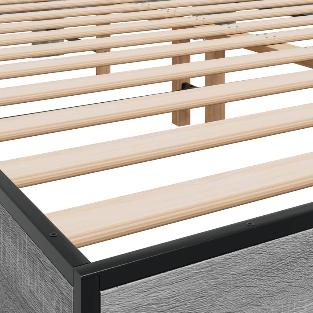 Okvir za krevet boja hrasta 150x200cm konstruirano drvo i metal