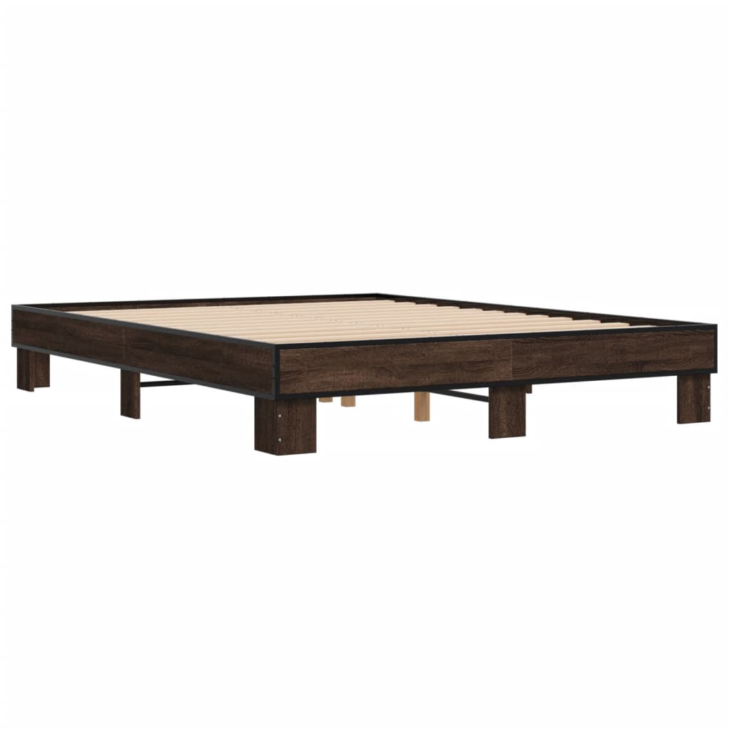 Okvir za krevet smeđi hrast 150x200cm konstruirano drvo i metal