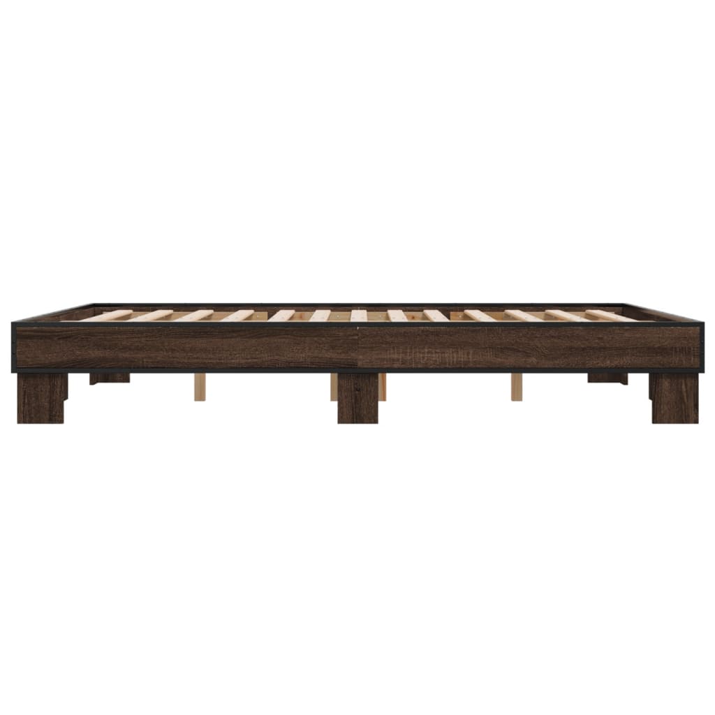 Okvir za krevet smeđi hrast 150x200cm konstruirano drvo i metal